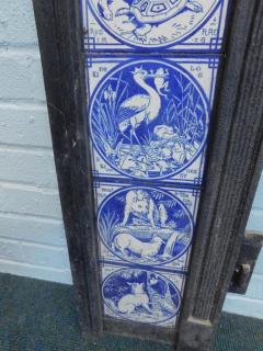 Pair of Aesthetic Movement Cast Fire Inserts with Mintons Aesops Fables Tiles - 4189887