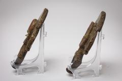 Pair of African Gabon Late 20th Century Hand Carved Wood Copper Kota Mahongwe - 4667267