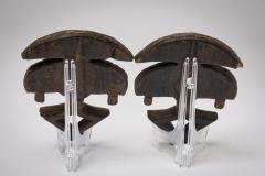 Pair of African Gabon Late 20th Century Hand Carved Wood Copper Kota Mahongwe - 4667268