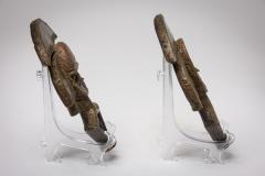 Pair of African Gabon Late 20th Century Hand Carved Wood Copper Kota Mahongwe - 4667269