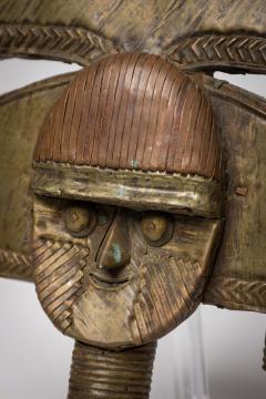 Pair of African Gabon Late 20th Century Hand Carved Wood Copper Kota Mahongwe - 4667270