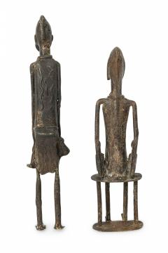 Pair of African Mali 20th Century Bronze Dogon Male Female Ancestor Figures - 4667392