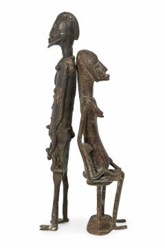 Pair of African Mali 20th Century Bronze Dogon Male Female Ancestor Figures - 4667393