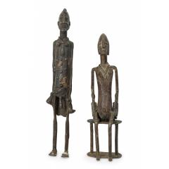 Pair of African Mali 20th Century Bronze Dogon Male Female Ancestor Figures - 4695022