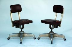 Pair of Aged Industrial Office Swivel Chairs - 974732