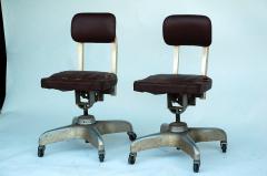 Pair of Aged Industrial Office Swivel Chairs - 974733