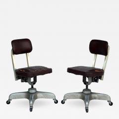 Pair of Aged Industrial Office Swivel Chairs - 974897