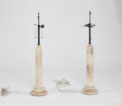 Pair of Alabaster Column Lamps - 4368129