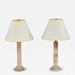 Pair of Alabaster Column Lamps - 4369339