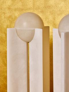 Pair of Alabaster Suspended Globe Table Lamps - 4753732