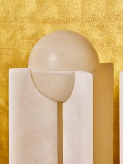 Pair of Alabaster Suspended Globe Table Lamps - 4753736