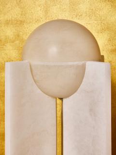 Pair of Alabaster Suspended Globe Table Lamps - 4753737