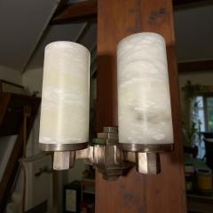 Pair of Alabaster and Bronze Art Deco Sconces Art Deco Collection - 4291075