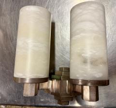 Pair of Alabaster and Bronze Art Deco Sconces Art Deco Collection - 4291076