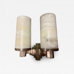 Pair of Alabaster and Bronze Art Deco Sconces Art Deco Collection - 4291194