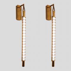 Pair of Albini 17 wall lights brass rings and tube light - 4532132