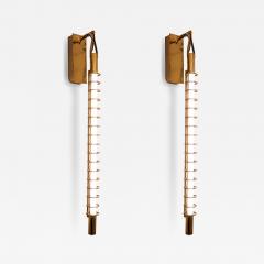 Pair of Albini 17 wall lights brass rings and tube light - 4532145