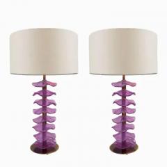 Pair of Alexandrite Iridescent Petal Table Lamps - 3964649