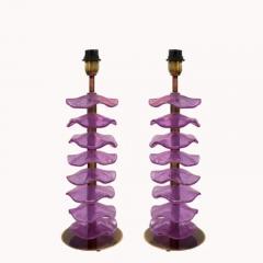 Pair of Alexandrite Iridescent Petal Table Lamps - 3964650