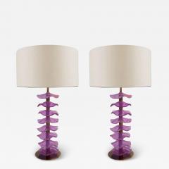Pair of Alexandrite Iridescent Petal Table Lamps - 3966399