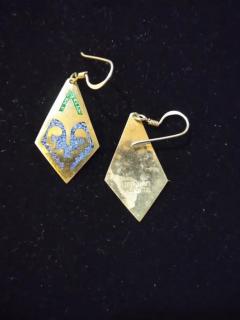 Pair of Alpaca Mexico Sterling Silver and Enamel Diamond shaped Earrings - 3856655