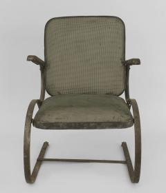 Pair of American 1940s Steel Bounce Design Open Armchairs - 424932