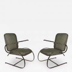 Pair of American 1940s Steel Bounce Design Open Armchairs - 425579