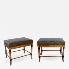 Pair of American 1960s Ash Faux Bamboo Rectangular Stools Benches - 1514451