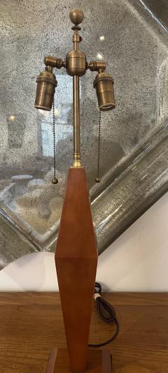 Pair of American Art Deco 1940s Wood Table Lamps - 3373088