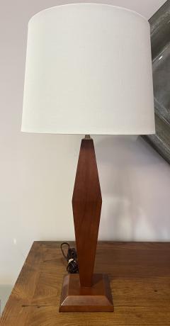Pair of American Art Deco 1940s Wood Table Lamps - 3373090
