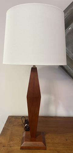 Pair of American Art Deco 1940s Wood Table Lamps - 3373091