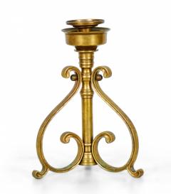 Pair of American Art Deco Bronze Scroll Design Candlesticks - 4674691