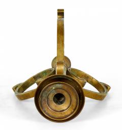 Pair of American Art Deco Bronze Scroll Design Candlesticks - 4674696