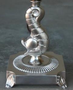 Pair of American Art Deco Brushed Nickel Plated Lamps - 3437908