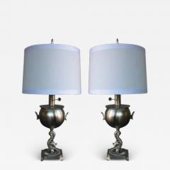 Pair of American Art Deco Brushed Nickel Plated Lamps - 3440133