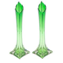 Pair of American Art Deco Green Glass Bud Vases - 4733351