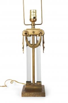 Pair of American Art Moderne Brass and Glass Table Lamps - 1377595