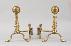 Pair of American Brass Boston Andirons Circa 1800 - 108982