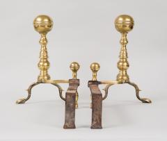 Pair of American Brass Boston Andirons Circa 1800 - 108984