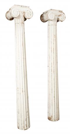 Pair of American Classical Carved And Painted Pine Ionic Columns - 4757661