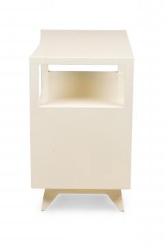 Pair of American Contemporary White Two Tier Concave End Table - 4667308