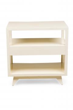 Pair of American Contemporary White Two Tier Concave End Table - 4667310