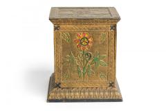 Pair of American Country Antique Cast Metal Floral Design Rectangular Coin Banks - 4672518
