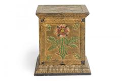 Pair of American Country Antique Cast Metal Floral Design Rectangular Coin Banks - 4672520