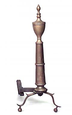 Pair of American Country Brass Urn Andirons - 4668508