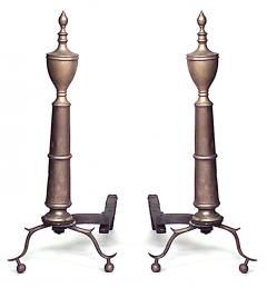 Pair of American Country Brass Urn Andirons - 4709058