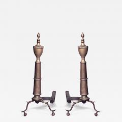 Pair of American Country Brass Urn Andirons - 4709176