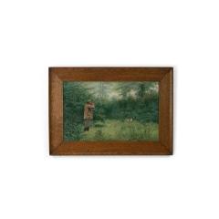 Pair of American Country Hunter Watercolor Lithographs - 4516267