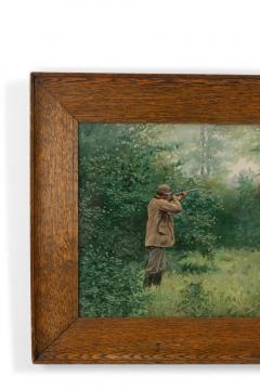 Pair of American Country Hunter Watercolor Lithographs - 4516271