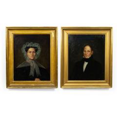 Pair of American Country Male and Female Portraits - 4631734
